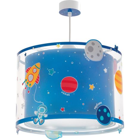 Lustre Chambre Lampe Suspension Plafonnier Pour Enfants, Planets planètes système solaire 41342M Bleu, E27 (1/5)