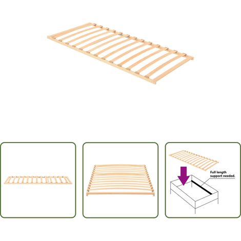 vidaXL Sommier hêtre - Sommier à lattes sans matelas avec 13 lattes 90x200 cm (1/5)