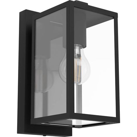 Applique Esterno Contemporanea Budrone Acciaio Nero Vetro Bianco 1 Luce E27