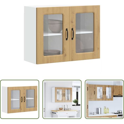 vidaXL Holzwerkstoff - Küchen-Hängeschrank mit Glastür Kalmar Artisan-Eiche Holzwerkstoff (1/5)