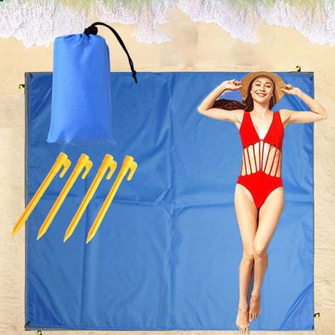 Tapis De Plage - Imperméable Anti-sable - 210T Polyester - 200 X 150 Cm - Pour Pique-nique Camping Extérieur - 1 Pièce (1/5)