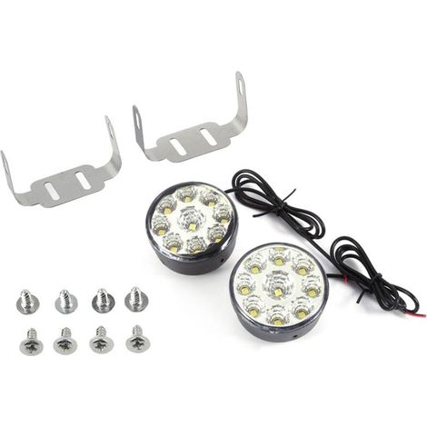 Lot de 2 ampoules rondes universelles super blanches 12 V 9SMD LED pour feux de circulation diurnes et feux de brouillard (1/5)
