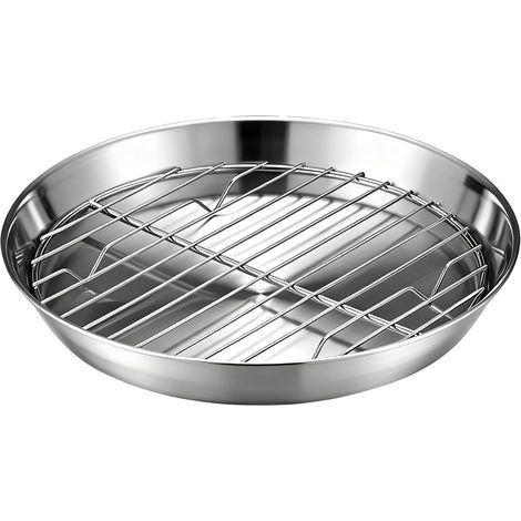 Teglia da forno per friggitrice ad aria - Teglia per friggitrice ad aria - Accessori per friggitrice ad aria - Teglia da forno con griglia - Realizzata in acciaio inox 304 - 25 cm (1/5)