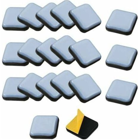 24 deslizadores autoadhesivos de teflón para muebles, cuadrados, de 25 a 25 mm, para sillas, sofás, escritorios, mesas y sillones GrooFoo (1/5)