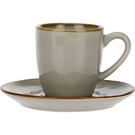 ROSE & TULIPANI Concerto Grigio Perla Tazza Caffè con Piattino