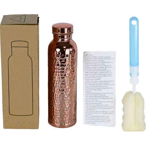 Irovami Gourde cuivrée avec finition texturée martelée à la main compatible avec les porte-bidons de vélo gourde de yoga 800 ml intérieur cuivré martelé. (1/5)