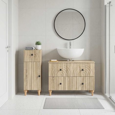 vidaXL 2 Piece Bathroom Cabinet Set ALKMAAR Sonoma Oak Engineered Wood (1/5)
