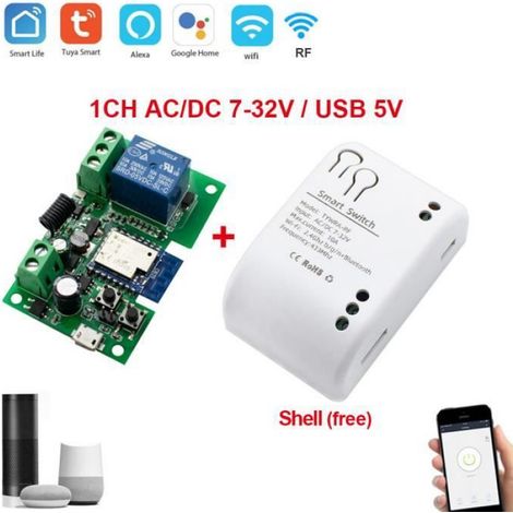 Ouvre-porte de garage intelligent WiFi,interrupteur,contrleur de porte market,fonctionne avec Alexa,Echo- AC DC 7-32V Case