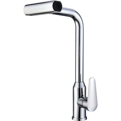 Kitchen sink mixer tap with pull-out sprayer, single swivel handle, 4-function stainless steel kitchen tap for standard UK fittings, polished chrome (1/5)