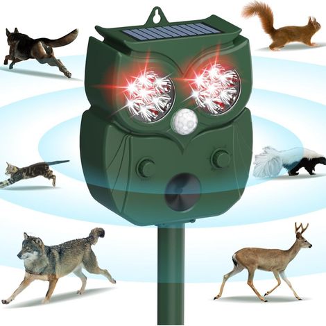 Répulsif solaire à ultrasons Éloigne souris, chats, chiens, oiseaux, serpents - Détection de mouvement 120° (1/5)