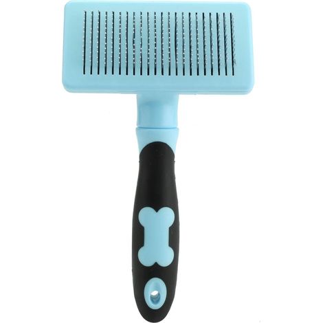 Peigne de massage pour animaux de compagnie, brosse de toilettage et d'élimination des poils, brosse de nettoyage pour chats et chiens de taille moyenne à grande (bleu) (1/5)