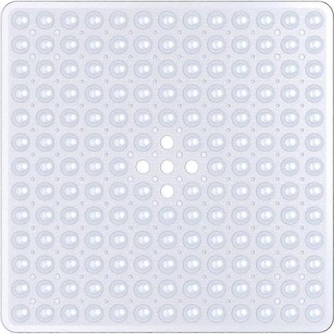 Tapis de douche carré antidérapant et anti-moisissure - 53 x 53 cm, pour l'intérieur de la douche. Tapis de douche en caoutchouc antidérapant avec ventouses et trous d'évacuation. Couleur : transparen (1/5)