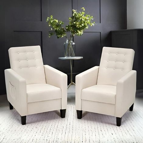 Poltrona Malea Relaxsessel mit 4 Massagepunkten aus beigem Stoff H97xB69xT87 (1/3)