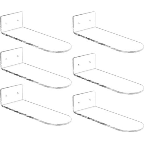 Lot de 6 - Étagère à chaussures murale transparente - Rangement pour la maison - Porte-baskets - 20 x 7,6 x 4 cm - Acrylique - Vis et chevilles incluses (1/3)