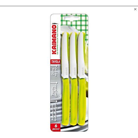 Set 6 Coltelli da Tavola Dinamik Lama Seghettata Verde Acido