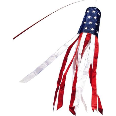 Manche de vent drapeau USA 152 cm avec étoiles brodées et 12 banderoles