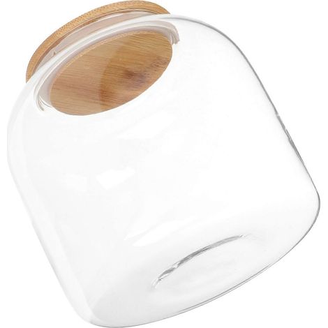 Boîte à thé en verre avec couvercle en bambou, idéale pour le rangement de cuisine. (1/5)