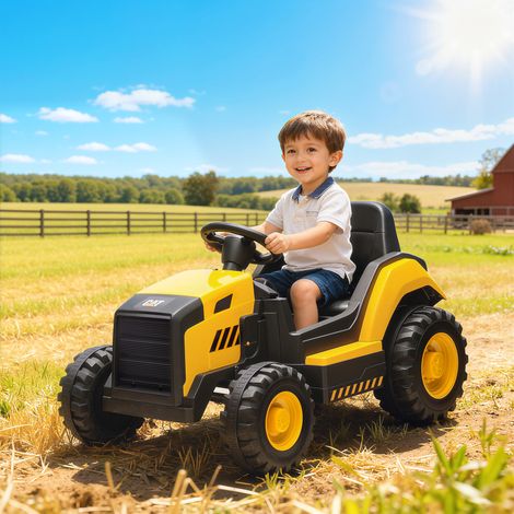 Véhicule de chantier pour enfants. voiture à pédales. télécommande. commande manuelle. Bluetooth + fonction musique. 3-6 ans. plastique. acier. jaune