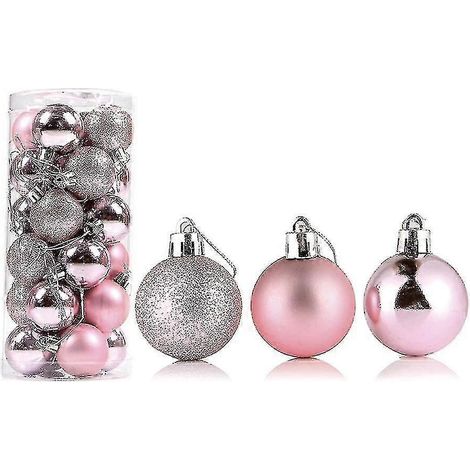 24 boules de Noël délicates, réutilisables et brillantes, pour décorer votre sapin et votre maison.-4cm-Rose Gold (1/5)