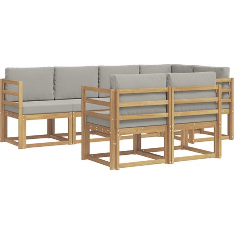 Set di divani da esterno 7 pz Bianco e Grigio Chiaro vidaXL (1/5)