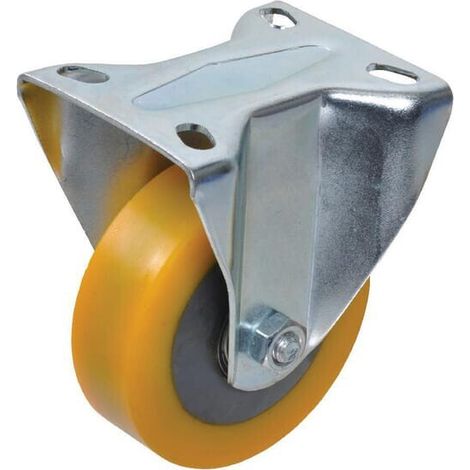 Rueda industrial fija en poliuretano: di谩metro100 x 30 mm placa de soporte: 85 x 100 mm. Capacidad: 200 kg Ro-Carr RO-CARR