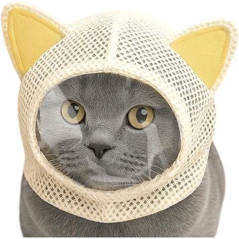 Masque de confort pour chats – Maille protectrice respirante – Lavable – Ajustable – Convient pour la coupe des griffes, le toilettage, les voyages et les activités extérieures résiste aux morsures d (1/4)