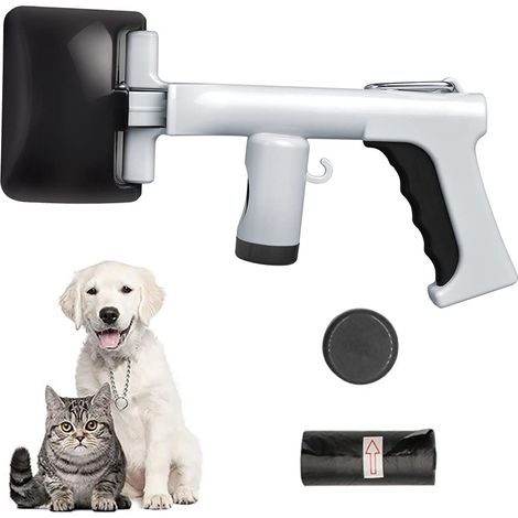 Dog Poop Scoop, Poop Grabber with Cat Poop Bag, Portable Poop Scoop Trash Can for Dogs and Cats Indoor Outdoor Dog Pooper Scooper (Black) (1/2)