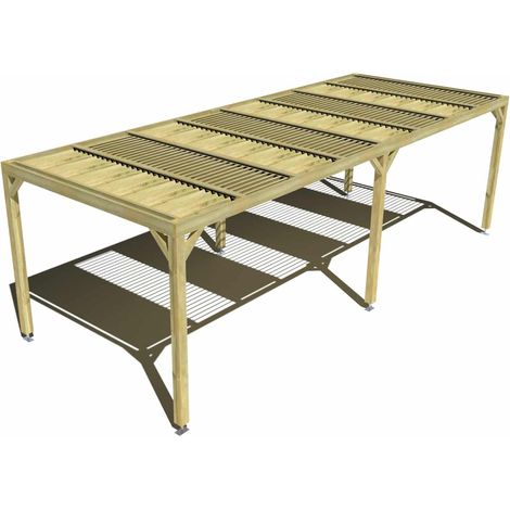 Pergola bois • 8m x 3m • indépendante • sens profondeur • lames orientables bioclimatiques incluses • livraison comprise (1/3)