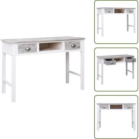 Bureau Gris 110x45x76 cm Bois - Bureau En Bois - Bureau Design - Bureau Vintage - Bureau Avec Tiroir - Bureau Gris (1/5)