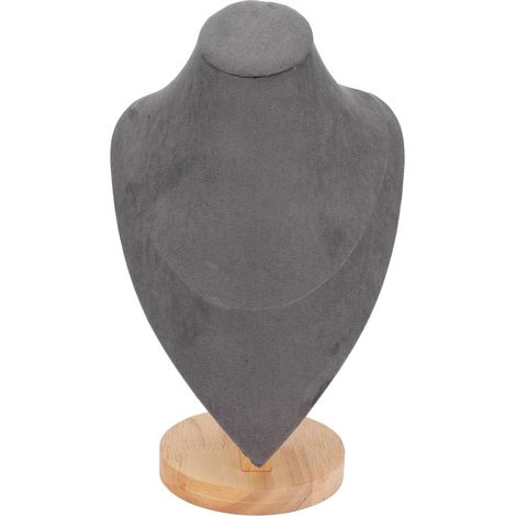 Présentoir à colliers en bois élégant, buste de bijouterie polyvalent pour maison, boutique de bijoux, salon professionnel, gris (1/5)