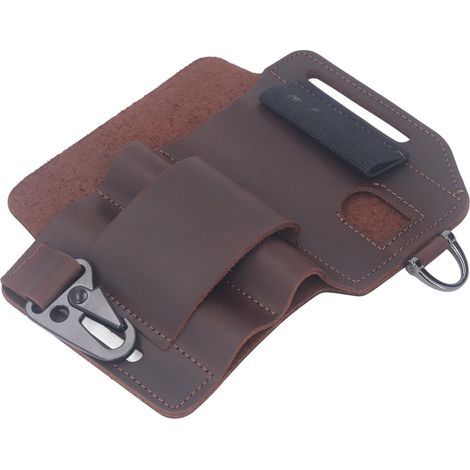 Multifunktionaler EDC-Gürtel aus braunem Leder, Organizer für Arbeit und Alltag, ideales Geschenk für Männer. (1/5)