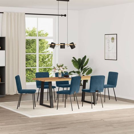 Maison Exclusive - Esszimmerstühle 6 Stk. Blau Samt
