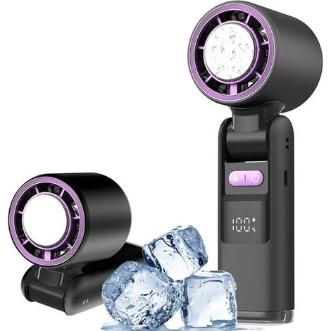 Ventilador portátil de mano，mini ventilador turbo con velocidad ajustable (1，100)，batería de 4000 mAh y carcasa metálica (1/5)