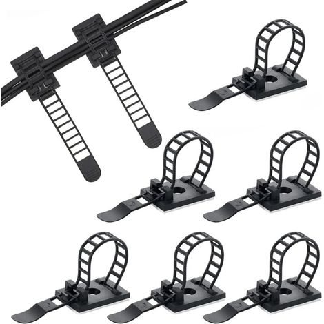 50 Clips Câbles PA66 Serre Câbles Réglables Auto Adhésifs pour Maison et Bureau (1/5)