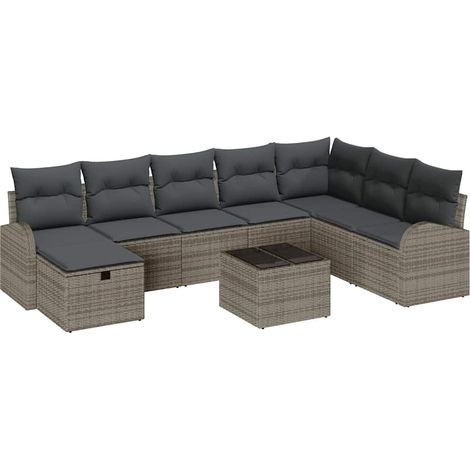 Maison Exclusive - Sofa Set mit Kissen mit Speicher 9 pcs Grau Po