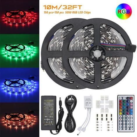 Ruban lumineux LED 300 RVB 5050 SMD - Avec télécommande - Intérieur - 10m-Ywey (1/4)