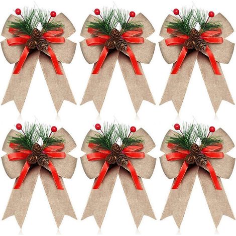 Lot de 12 nœuds décoratifs en toile de jute pour sapin de Noël (1/5)