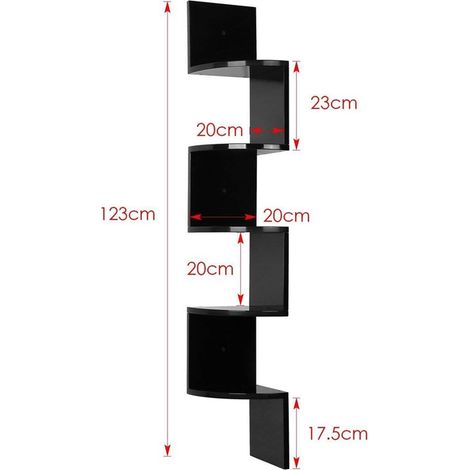 ® Étagère D'angle Étagère Murale Étagère en Forme Zigzag Bibliothèque Noir (1/4)