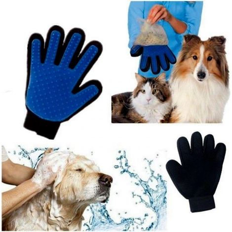 TRUE TOUCH GUANTO SPAZZOLA CARDATORE ELIMINA PELI MASSAGGIANTE PER CANI E GATTI (1/2)