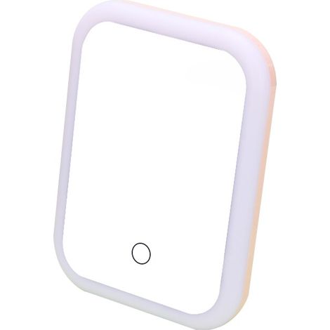 Miroir de maquillage LED (rose) avec écran tactile, portable, pliable et lumière réglable. (1/5)