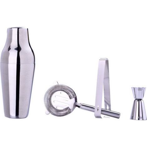 Coffret à cocktail - Shaker + doseur + passoire + pince - Inox - Idée cadeau - Laguiole (1/4)