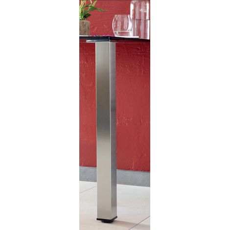 Pied de table snack carré 870 mm 56RINOXBROSSE – Acier inoxydable brossé – Dimensions 60 x 60 mm – Platine aluminium avec patin réglable