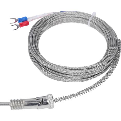 Thermoelement-Temperaturfühler Typ K mit Druckfeder, Messfühler 0–400 °C, M12-Stecker, 5-Meter-Kabel (1/5)