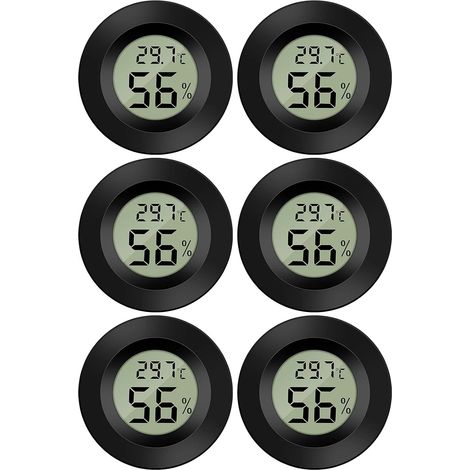 Hygromètre et thermomètre ronds d'intérieur, affichage LCD numérique à réponse rapide pour voiture, serre et chambre d'enfant (lot de 6) (1/5)