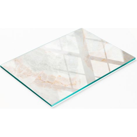 Planche de service de cuisine en verre trempé avec motif marbre 80x52 cm (1/5)
