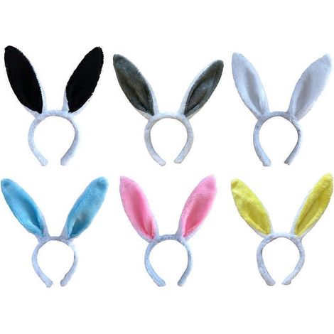 Lot de 6 accessoires pour cheveux en forme de lapin en peluche, serre-tête oreilles de lapin, bandeaux oreilles de lapin, articles de fête, cadeaux de Pâques-30X12cm (1/3)