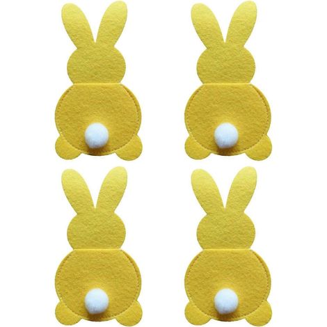 Lot de 4 porte-couverts de Pâques, organisateur d'ustensiles de cuisine, pochettes à couverts, sac à couverts pour la vaisselle de fête-Yellow (1/4)