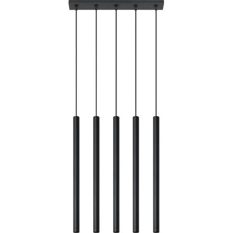 Lámpara colgante Vacu negro, 5 luces (1/4)