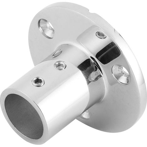 Support de rambarde marine ronde 90° 22mm inox, raccord de main courante bateau, accessoire bateau, fixation pont, quincaillerie nautique, étrier. (1/3)