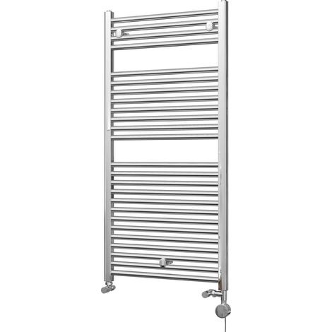 Roma - Chrome Dual Fuel Towel Rail H1230mm x W600mm Thermostatic - Straight (1/3)
